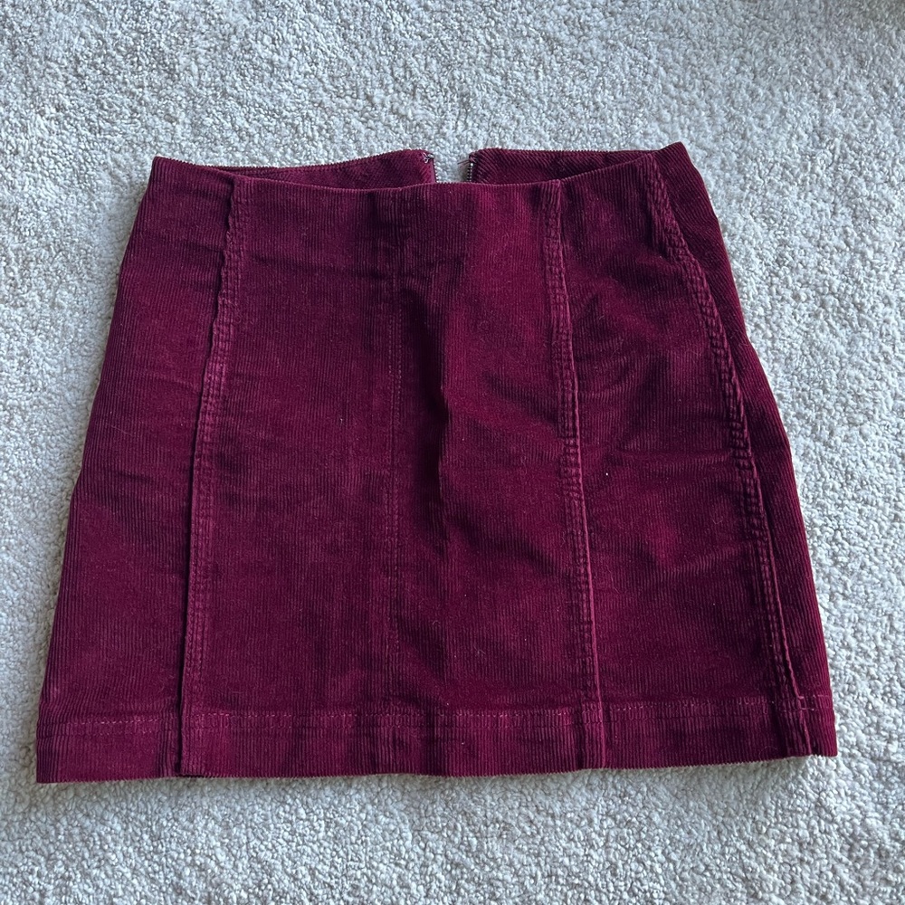Maroon Corduroy Mini Skirt